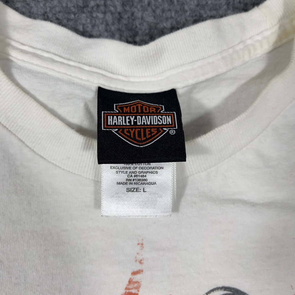Harley-Davidson Graphic T-Shirt Mens Large White Barnett El Paso Texas Flame L - Picture 3 of 8